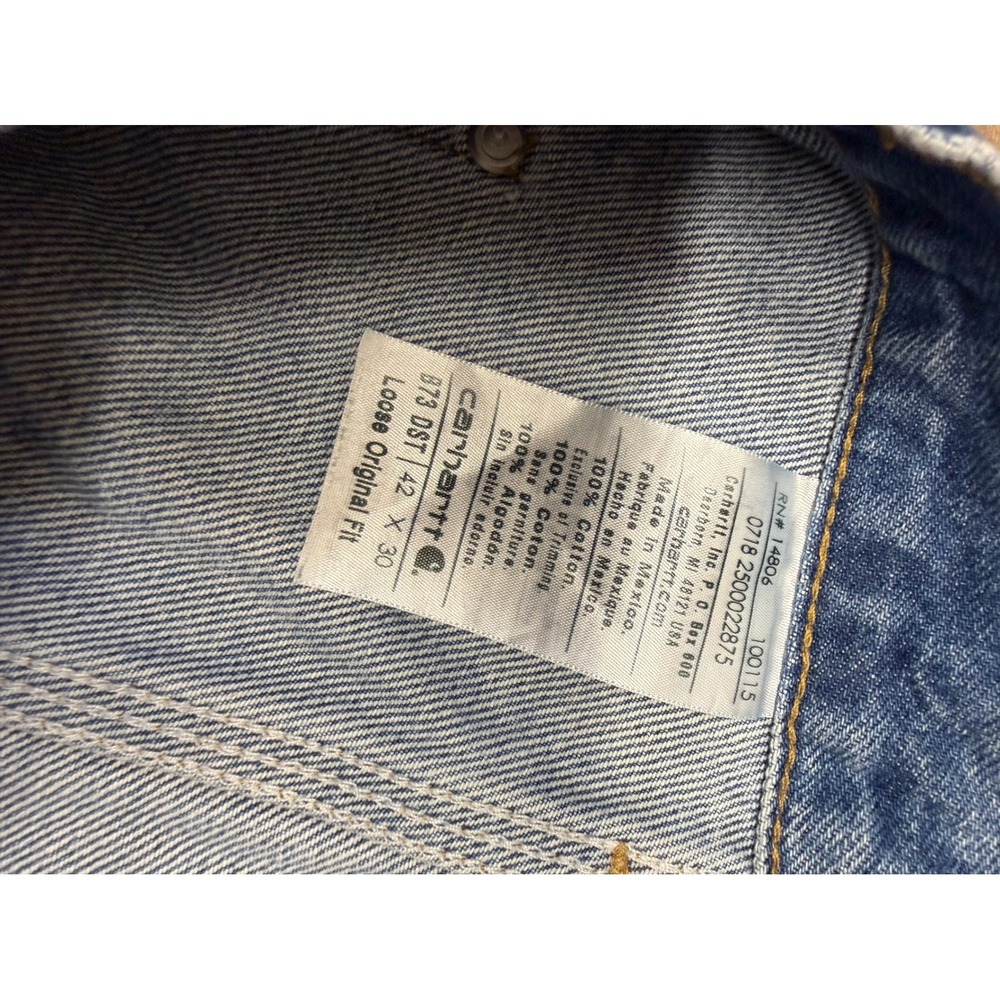 Carhartt Logger Jeans Mens 42x23 Blue Fair Double Front Work Pants B73 DST - Picture 4 of 6